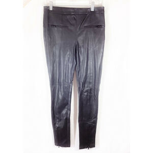 David Lerner Sz S Black Faux Leather Ankle Zip Faux Zip Pockets Leggings